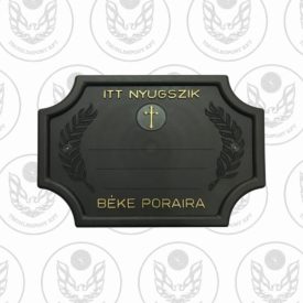 Fekete nagy szögletes sírtábla - keresztes