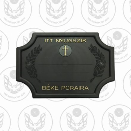 Fekete nagy szögletes sírtábla - keresztes