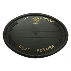 Fekete olvális sírtábla - fűzfás