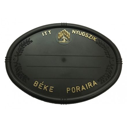 Fekete olvális sírtábla - fűzfás