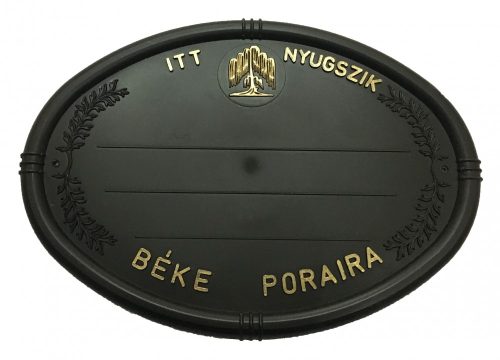 Fekete olvális sírtábla - fűzfás