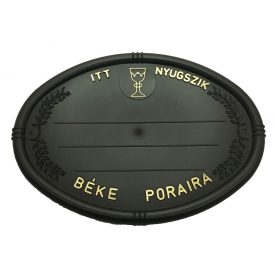 Fekete olvális sírtábla - kelyhes