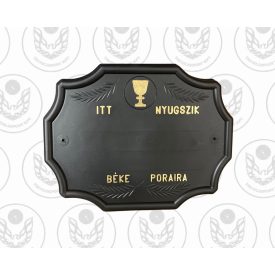 Fekete szögletes sírtábla - kelyhes