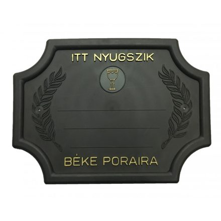 Fekete szögletes sírtábla - kelyhes