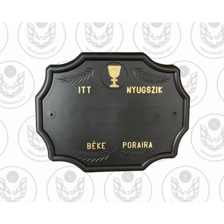 Fekete szögletes sírtábla - kelyhes