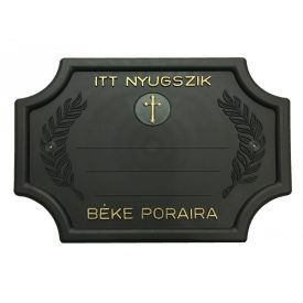 Fekete szögletes sírtábla - keresztes