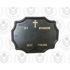 Fekete szögletes sírtábla - keresztes