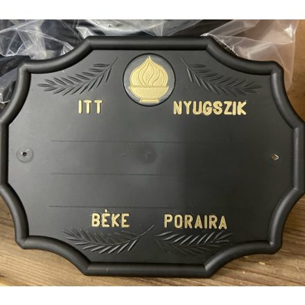Fekete szögletes sírtábla - láng