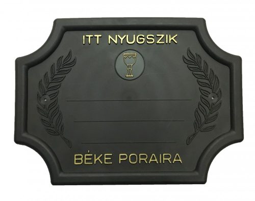 Pajzs alakú fekete sírtábla - kelyhes